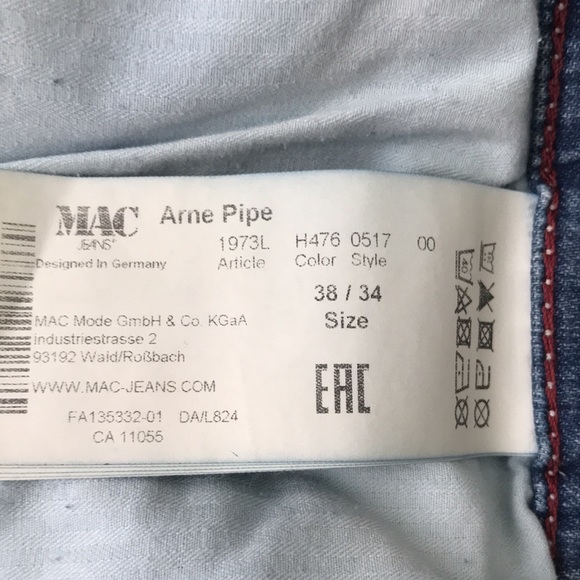 MAC JEANS  Arne Pipe. MADE in MILAN Size 38X34 . Excellent Condition! Rare find - Picture 8 of 14